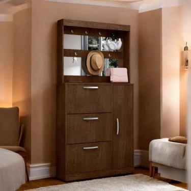 Imagem de Sapateira Com Espelheira Porta-objetos Randi Malbec - Mobiliar Home Sh