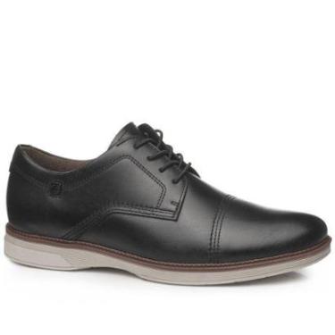 Imagem de Sapato Social Preto Pegada Bico Redondo Casual Couro Original Calce Fácil-Masculino