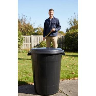 Imagem de Lixeira 100L Preta Cesto Lixo Grande Reforçada Cozinha - Congratulatio
