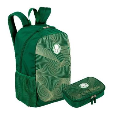 Imagem de Kit Mochila juvenil Esportiva Escolar Palmeiras Verdão com estojo Box 