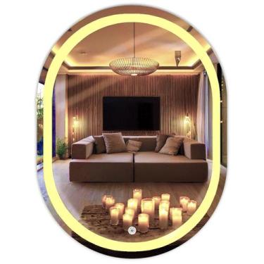 Imagem de Espelho Oval Led 60x40 Jateado Touch Prime Luxo Moderno - Pespasso, Ne