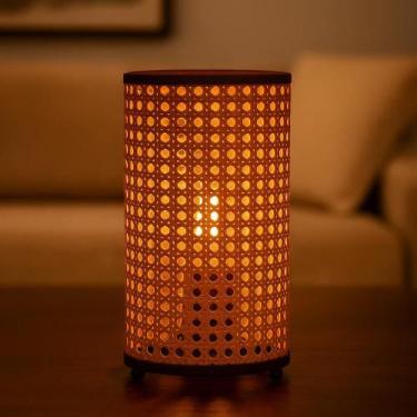 Imagem de Luminária De Mesa Abajur Fibra Vime Sintético Artesanal 01 - Nitrolux