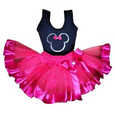 Imagem de Conjunto Body Infantil Carnaval Halloween Fantasia Minnie com Saia de 