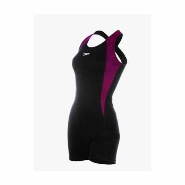 Imagem de Macaquinho Hidroginastica CROSS pto/rxo - Speedo, XG