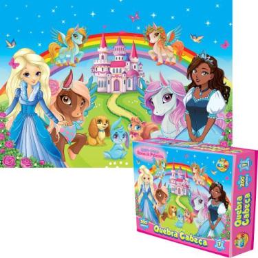 Imagem de Brinquedo Educativo Infantil Quebra Cabeça Princesas 200 Peças - GGB B