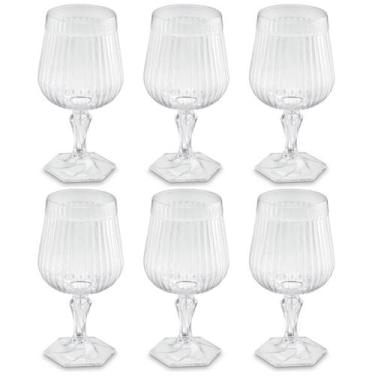 Imagem de Conjunto 6 Taças Para Água Vinho Suco 350ml Plástico UZ Axé Transparen