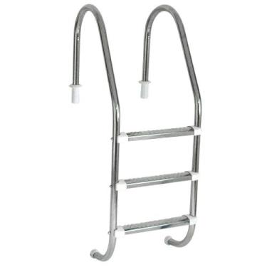 Imagem de Escada para Piscina Tradicional 1 1/2" em Aço Inox 3 Degraus Anatômico