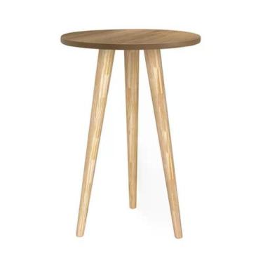 Imagem de Mesa de Canto Theo com Pés Madeira Natural - Reller Móveis, Mezzo Fosc