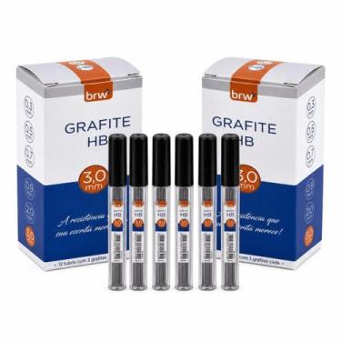 Imagem de Refil Grafite Grosso 3.0mm HB Carga Resistente Kit Com 30 Tubos Ideal 
