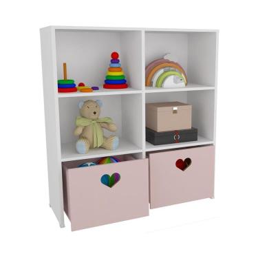 Imagem de Estante de Nichos Stefani 114CM com Baús MDF Cinza Woodcore