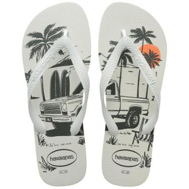 Imagem de Chinelo Havaianas Masculino Aloha Estampa Praia cor:Brancotamanho:39/4