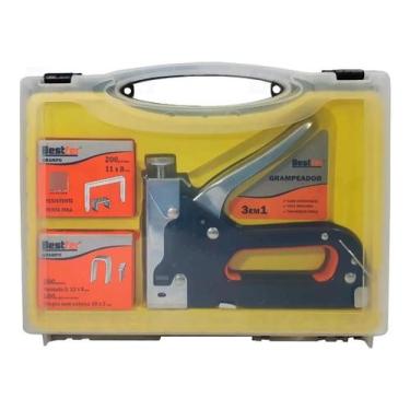 Imagem de Grampeador Pinador Tapaceiro Profissional Grampos E Pregos - Bestfer