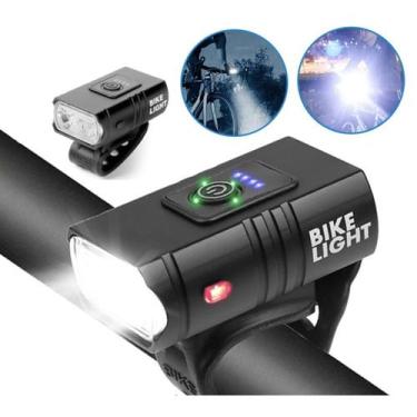Imagem de Farol Bicicleta 2 Led Cree Medidor Recarregável USB: Luz Intensa - Far