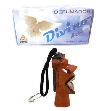 Imagem de Defumador Divino Mestre Quebra Demanda Autoestima Chaveiro Carranca Pr
