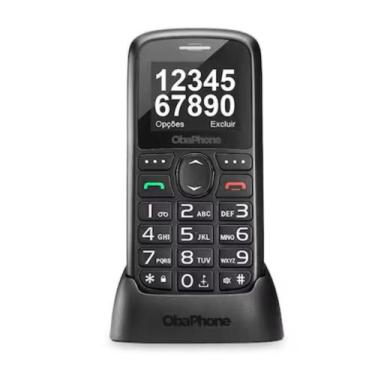Imagem de CELULAR DO IDOSO OBAPHONE 3G COM BASE LETRAS GRANDES PRETO - P9091 Cor