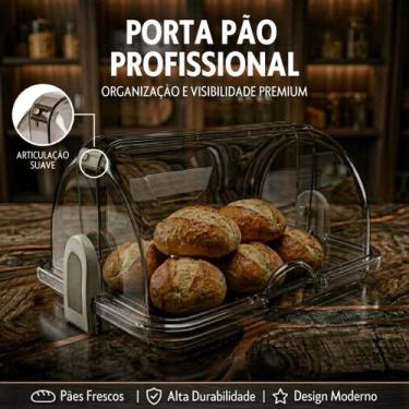 Imagem de Porta Pão Cristal com Tampa Articulada Transparente 30x20cm Organizado