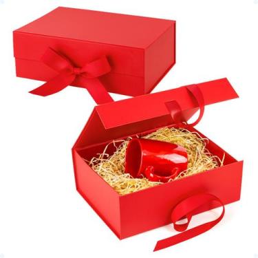 Imagem de Caixa De Presente Média Rígida 20x18x8cm C/ Laço Ímã Premium - Decore 