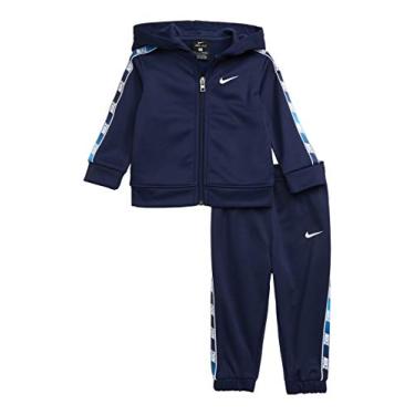 Imagem de Nike Boy`s Therma Fleece Full Zip Hoodie & Jogger Pants 2 Piece Set (Midnight Navy(66F4360U90)/White, 12 Months)
