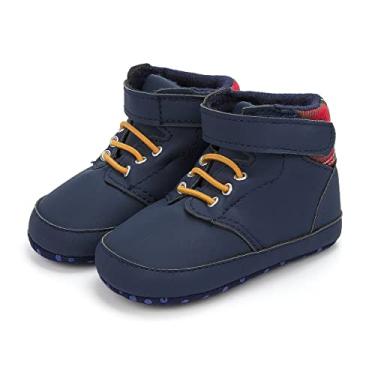 Imagem de Jueshanzj sapatos para bebês meninas sapatos para bebês sapatos de bebê de couro macio sapatos para bebês meninas sapatos de cano alto com cadarço, Azul, 7.5 Toddler