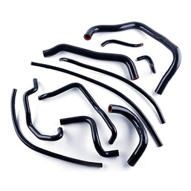 Imagem de LUXERAD Kit de mangueira de radiador de arrefecimento de desempenho de 3 camadas 4,5 mm Tubo de silicone para HO NDA CBR 929 RR FIREBLADE 2000-2001 (preto)