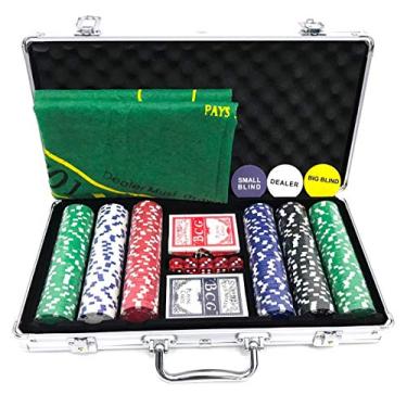 Imagem de Maleta Poker 300 Fichas Oficiais S/ Numeração Kit Completo