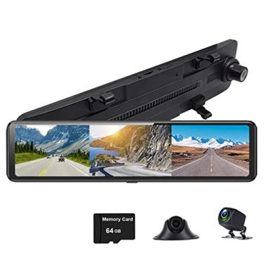 Imagem de XRC TECH 3 câmeras AHD 1080p 30,5 cm IPS Espelho retrovisor de carro com área direita e assistente de vídeo com visualização Wi-Fi DVR time-lapse vídeo