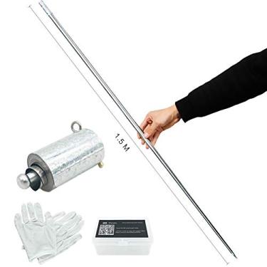 Imagem de (Sliver 150cm) - Xfunjoy 59 "/ 150cm Silver Metal Aparecendo Bastao com Luvas Gratis e Video Turorial, Pocket Bo Staff Magic Wand Stage Close-up Magic Trick