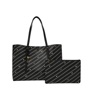 Imagem de Fossil Kier Tote, estampa de assinatura preto/osso