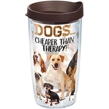 Imagem de Tervis Copo plástico para terapia canina com envoltório e tampa marrom 473 ml, transparente