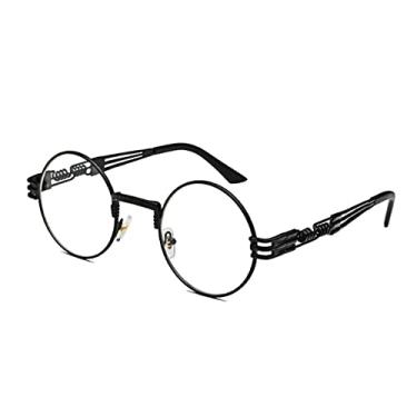 Imagem de Fashion Retro Steampunk Round Metal Sunglasses for Men Women Double Spring Leg Colorful Eyewear Punk Glasses UV400,N12 Black Flat,China