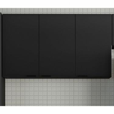 Imagem de Armário Aéreo 3 Portas Dobradiças Slow Motion Exclusive Itatiaia Grafite/Preto