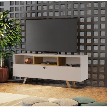 Imagem de Rack Bancada para TV até 50" 01 Porta 03 Nichos Avanço Off White/Freijó