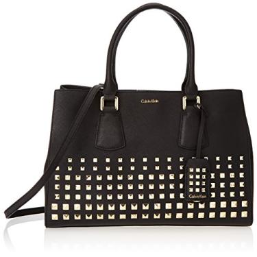 Imagem de Calvin Klein Bolsa de couro com bordado, Preto cravejado, One Size