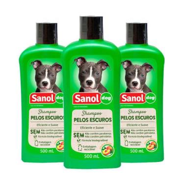 Imagem de Kit 3 Und Shampoo Sanol Dog Pelos Escuros 500ml