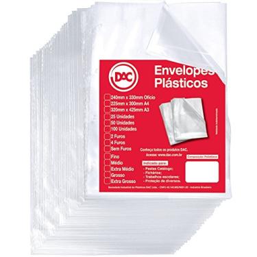 Imagem de Blister 100 Envelopes A4 Extra Medio 2 Furos, Dac, Blister 100 Envelopes A4 Extra Medio 2 Furos 5179A4-100, Transparente, 5179A4-100