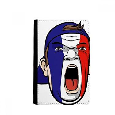 Imagem de Bandeira da França Maquiagem Facial Cabeça Gritando Boné Porta-Passaporte Notecase Burse Carteira Capa Bolsa Cartão, Multicolorido.