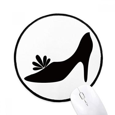 Imagem de Mouse pad preto salto alto padrão floral contorno tapete redondo para computador