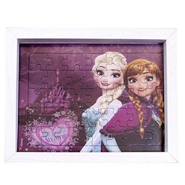 Imagem de Porta Retrato Quebra Cabeça Anna & Elsa Frozen 15X19cm