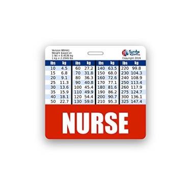 Imagem de Nurse Badge Buddy Horizontal com tabelas de conversão de peso e altura, Vermelho