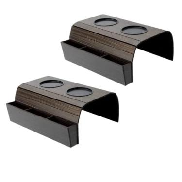 Imagem de Kit 2 esteiras para braço de sofá com porta copos e porta controle remoto MDF (2 esteiras com Suporte controle)