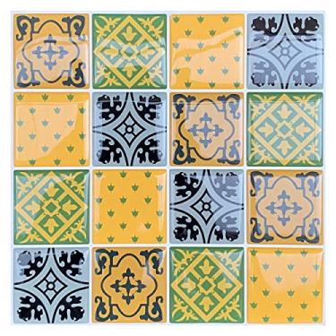 Imagem de Pastilha Adesiva Quadrada Portuguesa Évora Kit 4 Placas Adesivo 3M