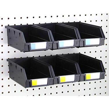 Imagem de Right Arrange Caixas de pegboard – Pacote com 6 pretos extra grandes – Ganchos para qualquer placa de pinos – Organize ferragens, acessórios, bancada, armazenamento de garagem, sala de artesanato, galpão de ferramentas, suprimentos para hobbies e peças
