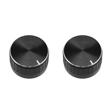 Imagem de Puxador rotativo de controle de volume de liga de alumínio de 30 x 17 mm Uxcell 2 peças preto, para eixo de 6 mm de diâmetro, botão de volume de guitarra.