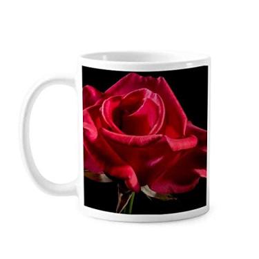 Imagem de Caneca moderna de cerâmica para café e porcelana com rosas vermelhas escuras para presente Art Deco