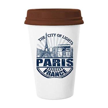 Imagem de Paris Bandeira da França Caneca de arquitetura Torre Eiffel Caneca de vidro de cerâmica para copo de café