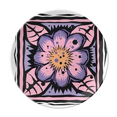 Imagem de Prato de gravação de elemento cultivo mexicano de flor roxa decorativa de porcelana salver louça de jantar