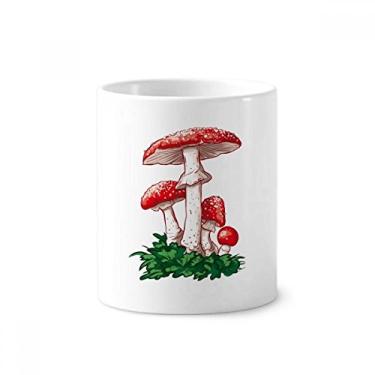 Imagem de Delicioso porta-canetas com ilustração de cogumelo venenoso vermelho para escova de dentes, caneca, suporte de cerâmica, copo lápis
