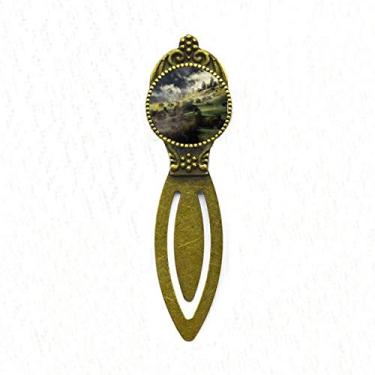 Imagem de Marcador de página retrô Village Fog Hill Paisagem Floresta