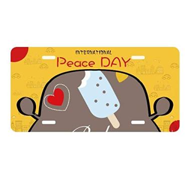 Imagem de DIYthinker Placa de licença em formato de sorvete azul coração picolé doce decoração de carro dia da paz