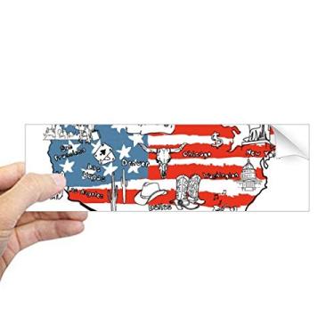 Imagem de DIYthinker Mapa dos Estados Unidos, Ilustração, Palavra, Retangular, Para-choque, Adesivo para Janela